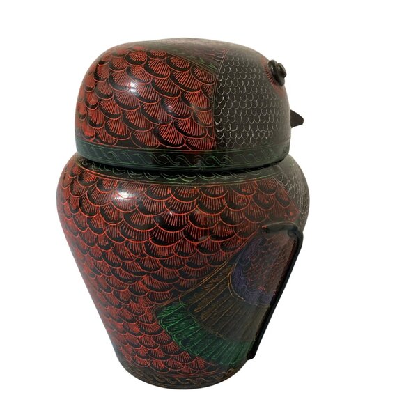 Vintage Burmese Lacquerware Lacquer Owl Box Container Jar - Picture 4 of 8
